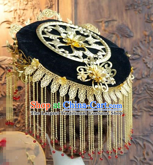 China Traditional Qing Dynasty Court Hair Accessories Ancient Queen Phoenix Coronet Jade Hat Complete Set