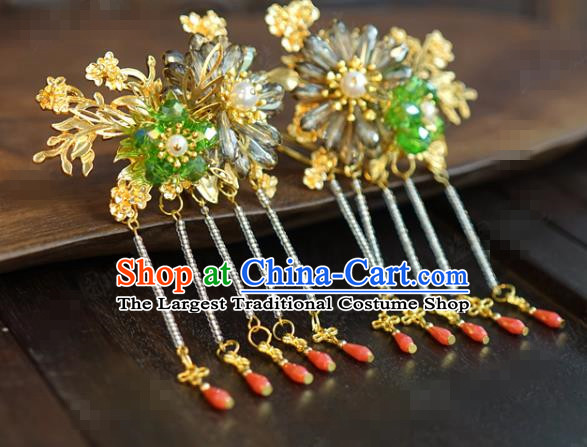 China Ancient Bride Hair Accessories Traditional Wedding Xiuhe Suit Tassel Hairpins Complete Set