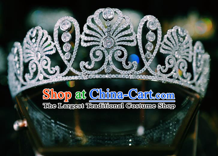 Handmade Baroque Bride Wedding Jewelry Accessories Women Royal Crown European Queen Zircon Headwear