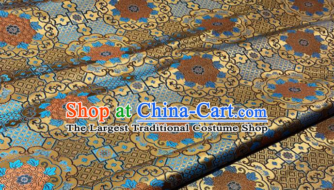 Chinese Classical Lotus Flowers Pattern Design Golden Brocade Fabric Asian Traditional Satin Tang Suit Silk Material