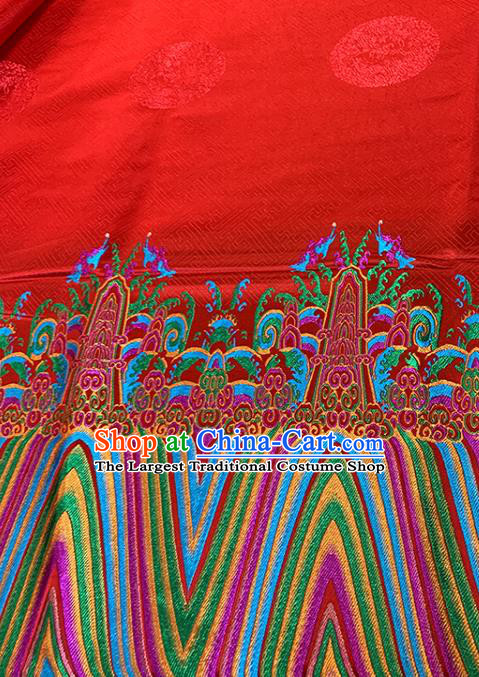 Chinese Classical Pattern Design Red Brocade Fabric Asian Traditional Satin Tang Suit Silk Material