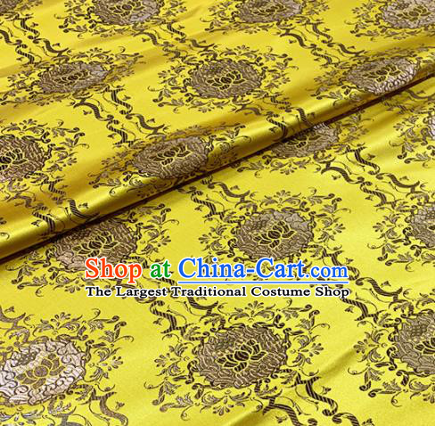 Chinese Classical Royal Lotus Pattern Design Golden Brocade Fabric Asian Traditional Satin Tang Suit Silk Material