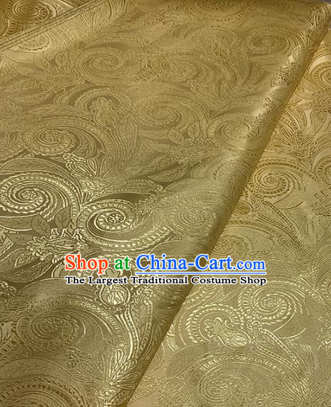 Chinese Classical Royal Conch Pattern Design Golden Brocade Fabric Asian Traditional Satin Tang Suit Silk Material