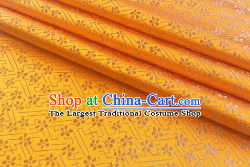 Chinese Classical Babysbreath Pattern Design Golden Brocade Fabric Asian Traditional Satin Silk Material
