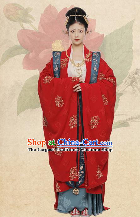 Chinese Ancient Queen Wedding Red Hanfu Dress Traditional Song Dynasty Imperial Empress Costumes for Women