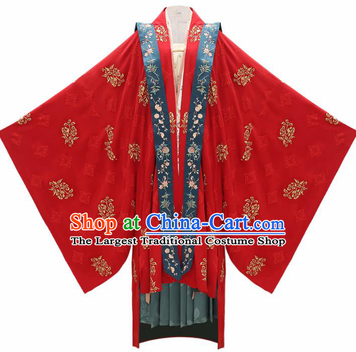 Chinese Ancient Queen Wedding Red Hanfu Dress Traditional Song Dynasty Imperial Empress Costumes for Women