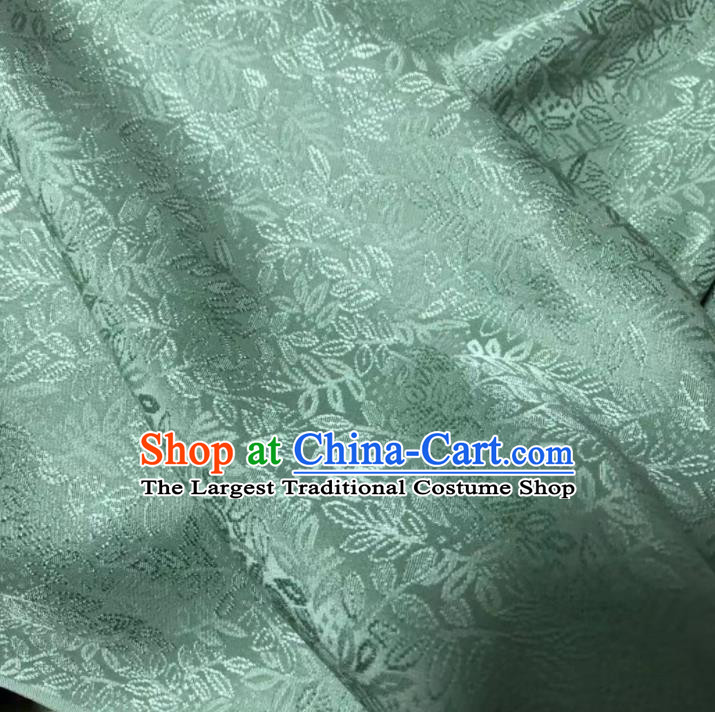 Chinese Classical Grass Pattern Design Lake Blue Silk Fabric Asian Traditional Cheongsam Brocade Material