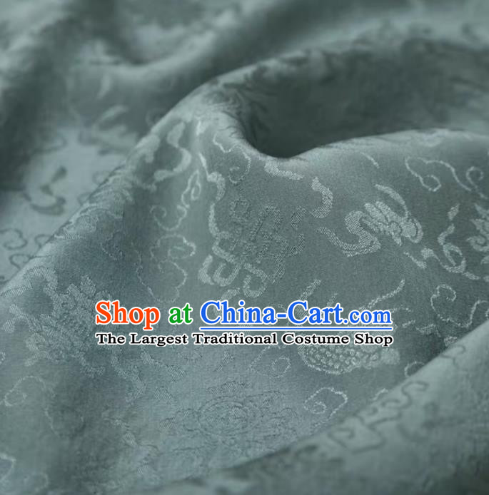Chinese Classical Carps Pattern Design Blue Silk Fabric Asian Traditional Cheongsam Brocade Material