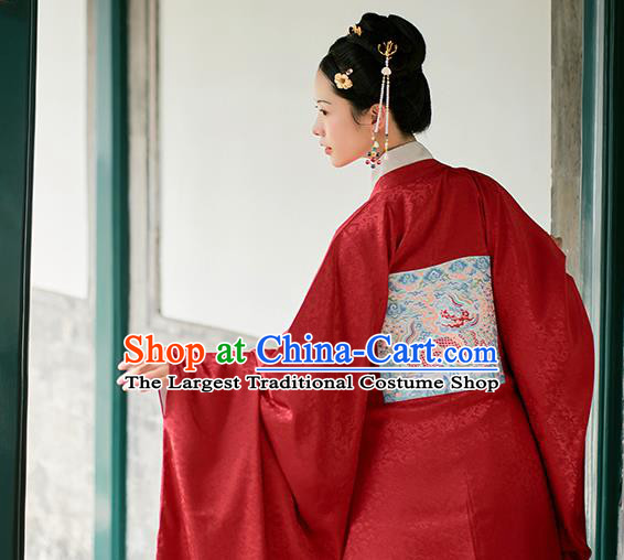 Chinese Ancient Imperial Empress Red Hanfu Dress Traditional Ming Dynasty Queen Embroidered Costumes for Women