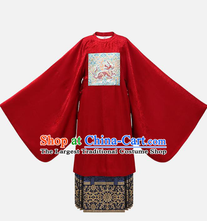 Chinese Ancient Imperial Empress Red Hanfu Dress Traditional Ming Dynasty Queen Embroidered Costumes for Women