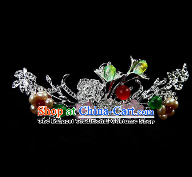 Chinese Ancient Princess Pearls Hair Crown Traditional Classical Dance Hair Accessories for Women
