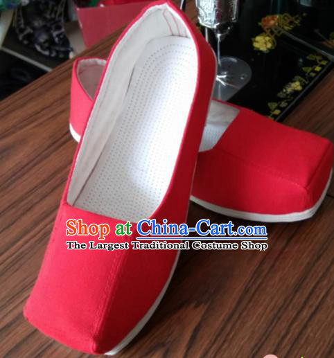 Chinese Kung Fu Shoes Red Shoes Traditional Hanfu Shoes Opera Shoes for Men