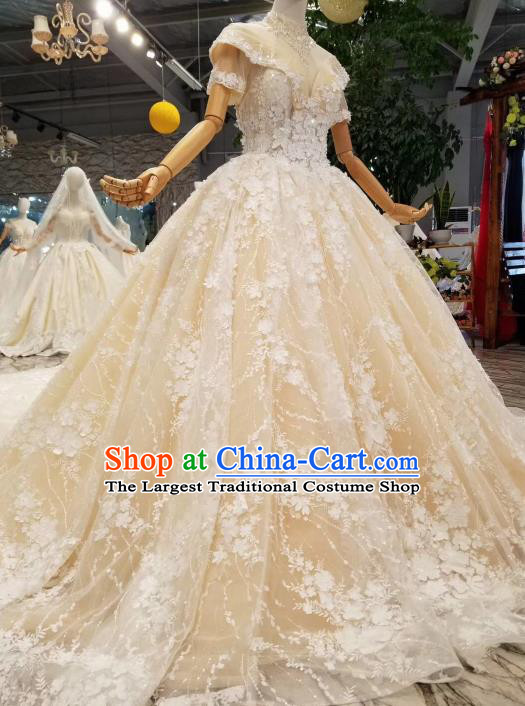 Custom Wedding Bride Costumes Chorus Champagne Full Dress Top Grade Bridal Gown for Women