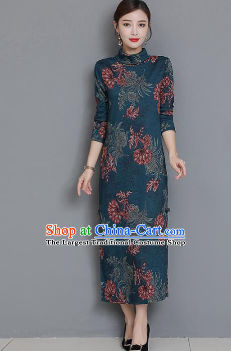 Chinese Traditional Compere Peacock Green Cheongsam Costume China National Qipao Dress for Women