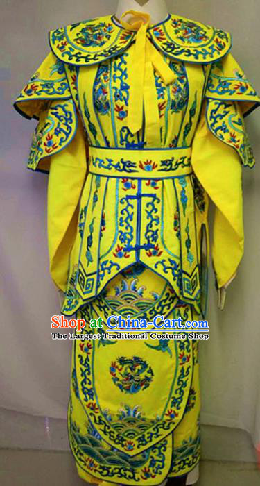 Chinese Traditional Peking Opera Takefu Embroidered Yellow Costume Handmade Ancient Swordsman Clothing for Men