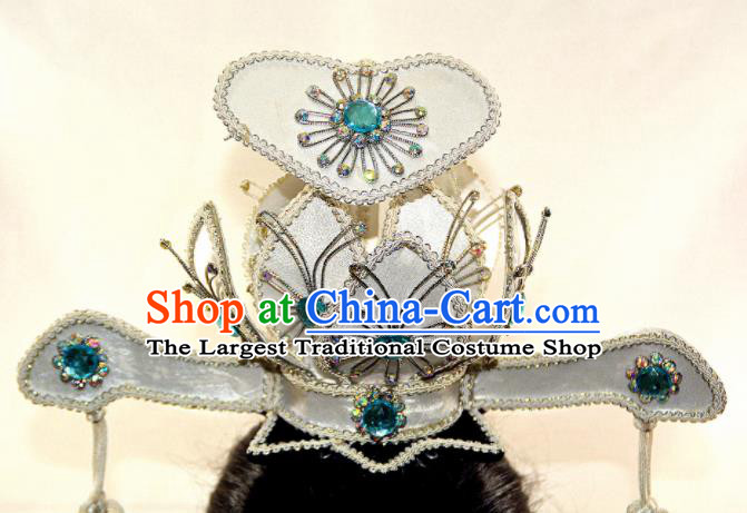 Chinese Traditional Peking Opera Taoist Nun Lotus Crown Hairpins Handmade Beijing Opera Diva Hair Accessories for Women
