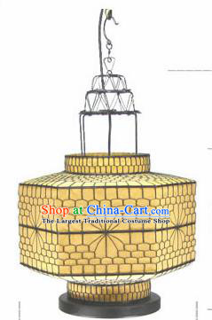 Chinese Traditional Handmade Iron Woven Yellow Ceiling Lantern New Year Palace Lamp