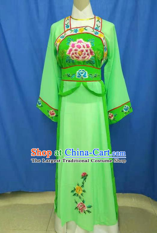 Chinese Traditional Peking Opera Servant Girl Green Dress Ancient Court Maid Costume for Women