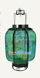 Chinese Traditional Handmade Iron Green Palace Lantern New Year Ceiling Lamp