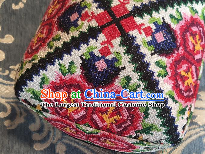 Chinese Traditional Uyghur Nationality Embroidered Hat Ethnic Folk Dance Stage Show Headwear for Women