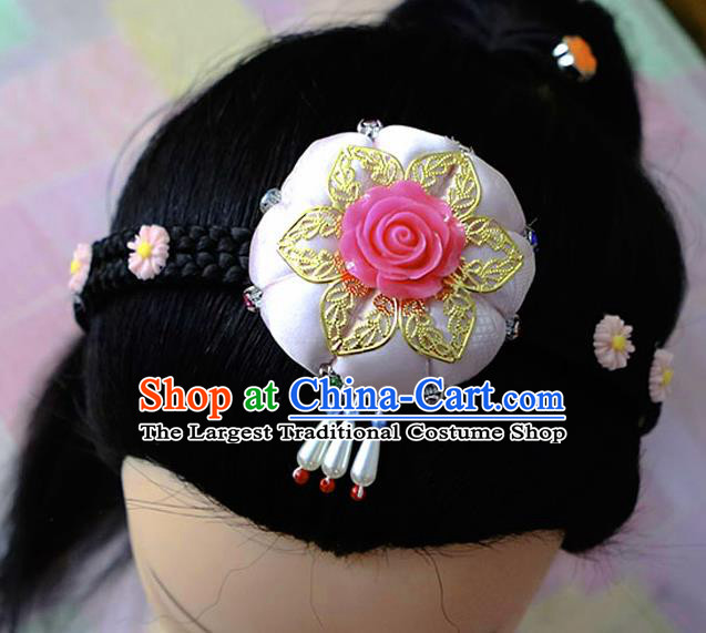 Korean Traditional Court Bride Rosy Rose Hairband Asian Korea Fashion Wedding Hair Accessories for Women