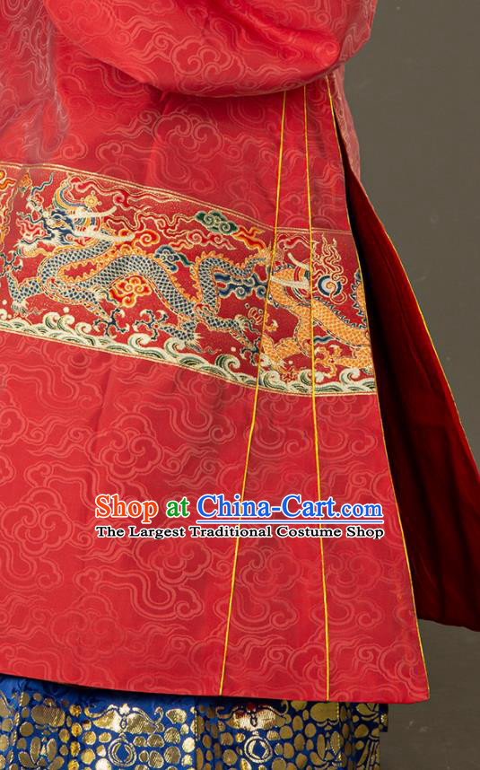 Traditional Chinese Ming Dynasty Royal Queen Red Embroidered Dress Ancient Court Empress Costumes for Women