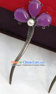Korean Traditional Wedding Bride Purple Hairpins Asian Korea Hanbok Hair Accessories for Women