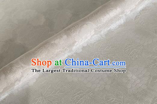 Asian Chinese Classical Maple Leaf Grape Pattern Design White Brocade Jacquard Fabric Traditional Cheongsam Silk Material