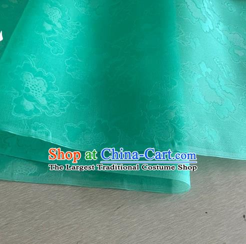 Asian Chinese Classical Peony Pattern Design Green Jacquard Fabric Traditional Cheongsam Silk Material