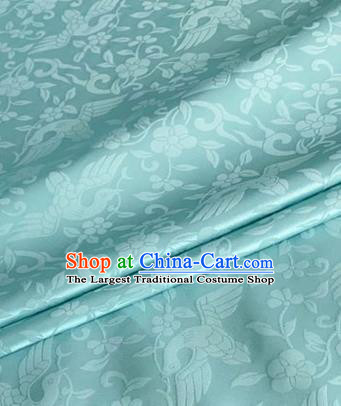 Asian Chinese Classical Birds Pattern Design Light Blue Brocade Jacquard Fabric Traditional Cheongsam Silk Material