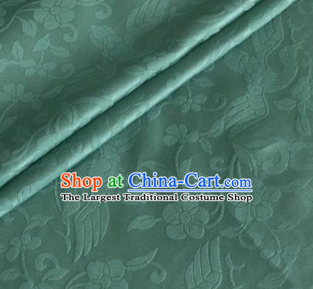 Asian Chinese Classical Birds Pattern Design Green Brocade Jacquard Fabric Traditional Cheongsam Silk Material