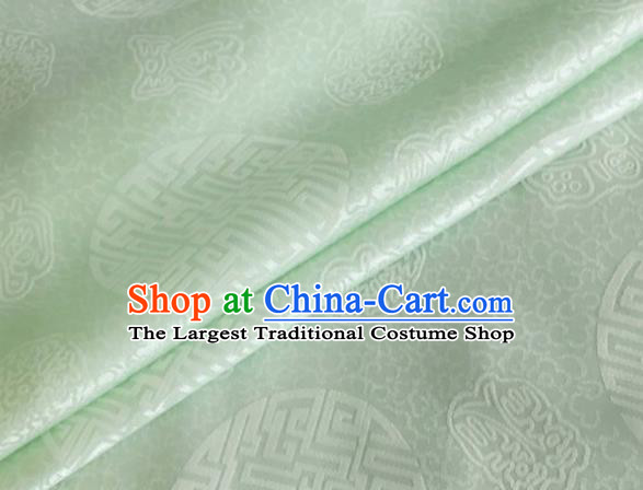 Asian Chinese Classical Longevity Pattern Design Peak Green Brocade Jacquard Fabric Traditional Cheongsam Silk Material