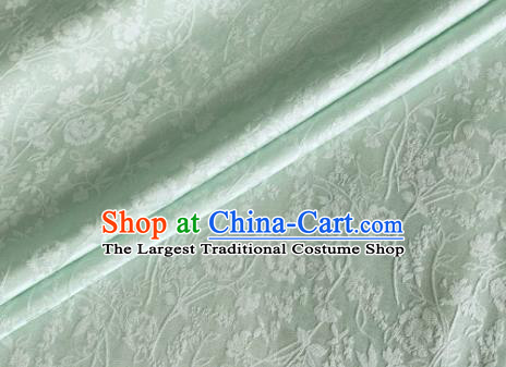 Asian Chinese Classical Jacquard Peony Pattern Design Light Green Brocade Fabric Traditional Cheongsam Silk Material