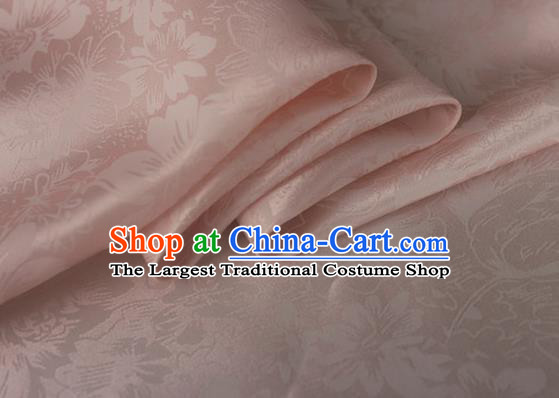 Asian Chinese Classical Rose Pattern Design Light Pink Silk Fabric Traditional Cheongsam Material
