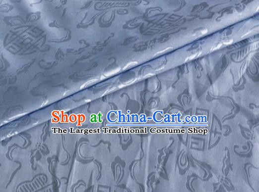 Asian Chinese Classical Ribbon Calabash Pattern Design Light Blue Silk Fabric Traditional Cheongsam Material
