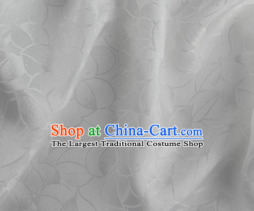 Asian Chinese Classical Lotus Petals Pattern Design White Silk Fabric Traditional Cheongsam Brocade Material
