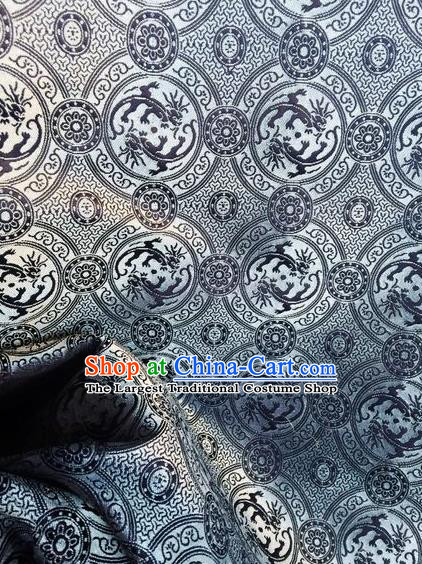 Asian Chinese Classical Dragon Pattern Design Grey Silk Fabric Traditional Nanjing Brocade Material