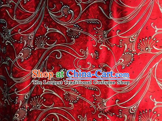 Asian Chinese Classical Fireworks Pattern Design Red Silk Fabric Traditional Nanjing Brocade Material