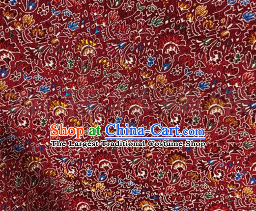 Asian Chinese Classical Cockscomb Pattern Design Purplish Red Brocade Fabric Traditional Silk Material
