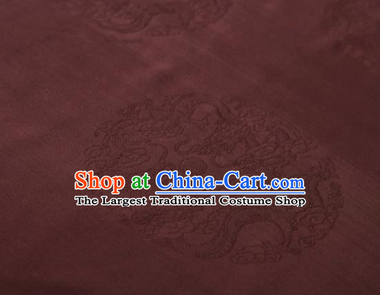 Chinese Classical Dragon Pattern Design Purplish Red Mulberry Silk Fabric Asian Traditional Cheongsam Silk Material