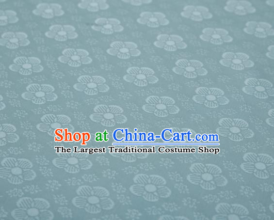 Chinese Classical Plum Pattern Design Light Blue Mulberry Silk Fabric Asian Traditional Cheongsam Silk Material