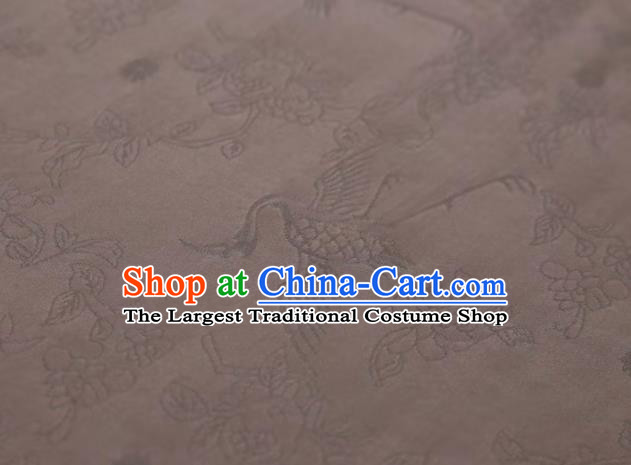 Chinese Classical Crane Pattern Design Grey Mulberry Silk Fabric Asian Traditional Cheongsam Silk Material