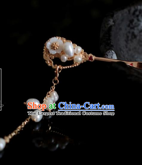 Chinese Handmade Tang Dynasty Princess Pearls Golden Hairpins Ancient Hanfu Hair Accessories for Women