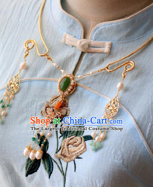 Chinese Traditional Ming Dynasty Precious Stones Necklace Handmade Ancient Princess Jewelry Accessories for Women