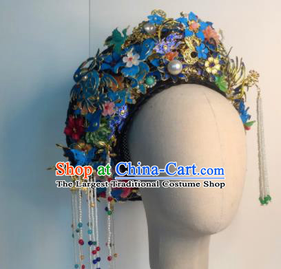 Chinese Handmade Qing Dynasty Court Precious Gem Hat Phoenix Coronet Hat Ancient Empress Hair Accessories for Women