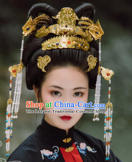 Traditional Chinese Ming Dynasty Empress Phoenix Coronet Hairpins Handmade Ancient Queen Hair Accessories for Women