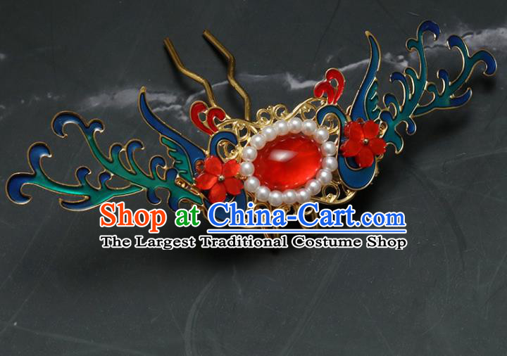 Traditional Chinese Hanfu Cloisonne Phoenix Hairpin Handmade Ancient Princess Hair Accessories for Women