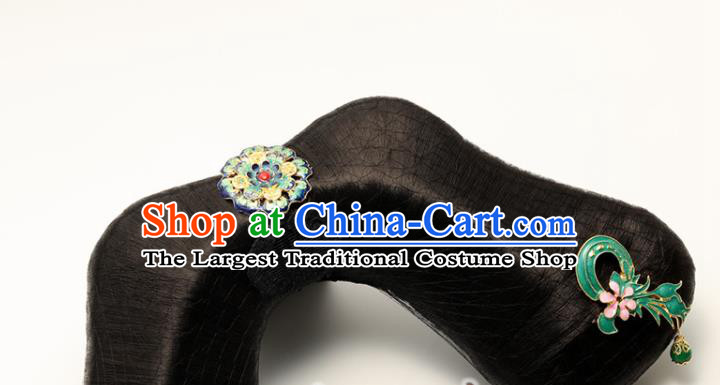 Traditional Chinese Qing Dynasty Wigs and Hairpins Handmade Ancient Imperial Consort Hair Accessories for Women