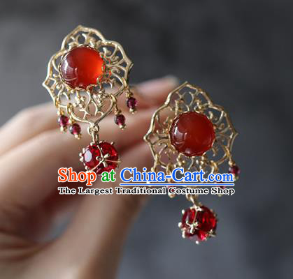 Traditional Chinese Ming Dynasty Princess Agate Hairpins Ancient Court Queen Hair Accessories for Women