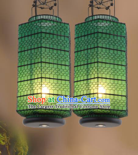 Chinese Traditional Iron Green Hanging Lantern Handmade New Year Lamp Palace Lanterns